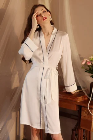 alt text: Sexy Lace Nightgown bulk in pure white satin design