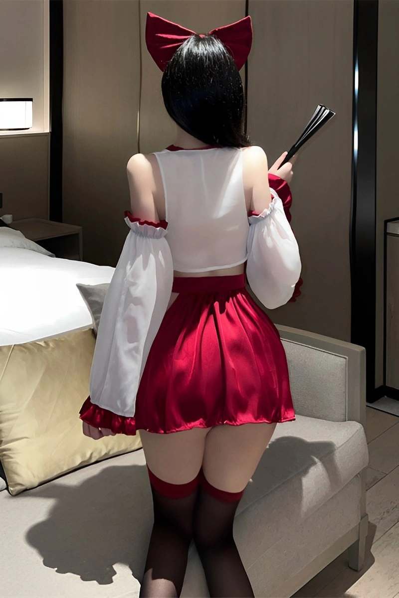 Side view of wholesale kimono babydoll lingerie with satin bow and ruffled sleeves