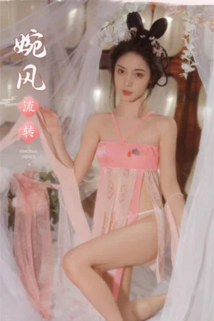 Alt Text：wholesale sexy traditional dress costume with pink chiffon fabric and elegant ancient style