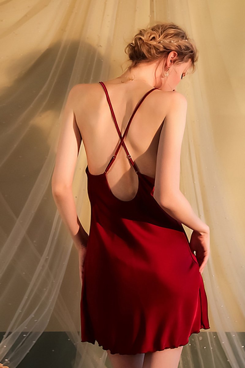 Red backless style bulk Lace Pajamas for women