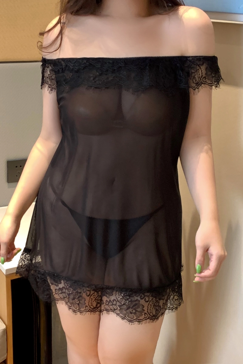 custom sheer Lace Pajamas showing front silhouette with floral lace