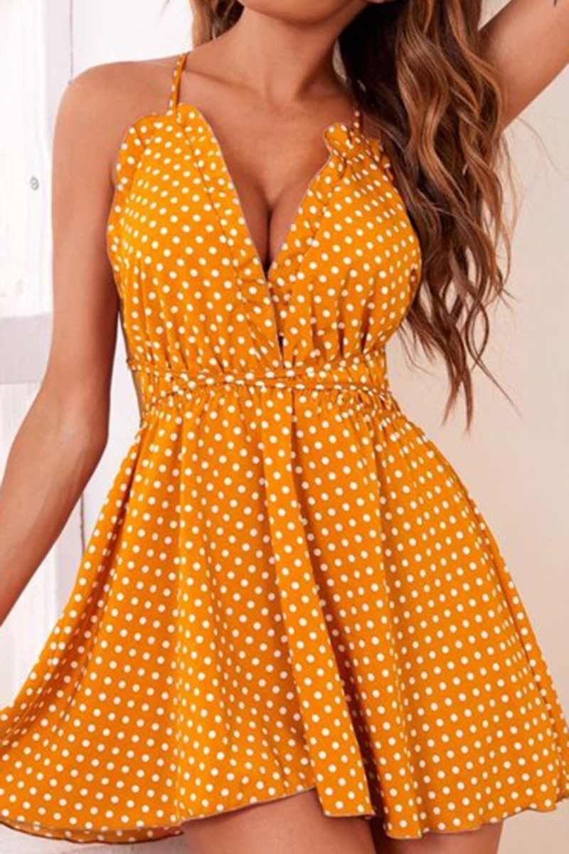 Alt: Custom lace Pajamas with sleeves in orange with white polka dots