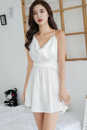 OEM babydoll pajamas lace featuring elegant pure white fabric and delicate design