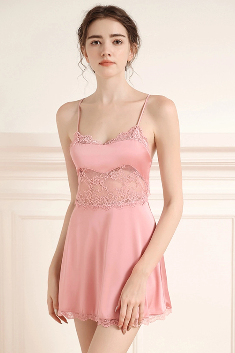OEM lace wrap pajamas with slate gray open back crisscross straps
