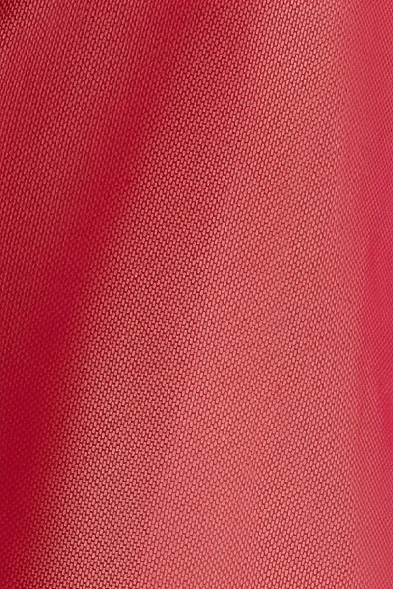 Detailed view of red mesh fabric texture used in custom lace pajamas women for sensual lingerie designs.